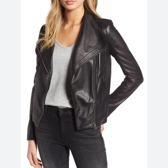 Jackets & Blazers - TROUVÉ BLACK LEATHER JACKET